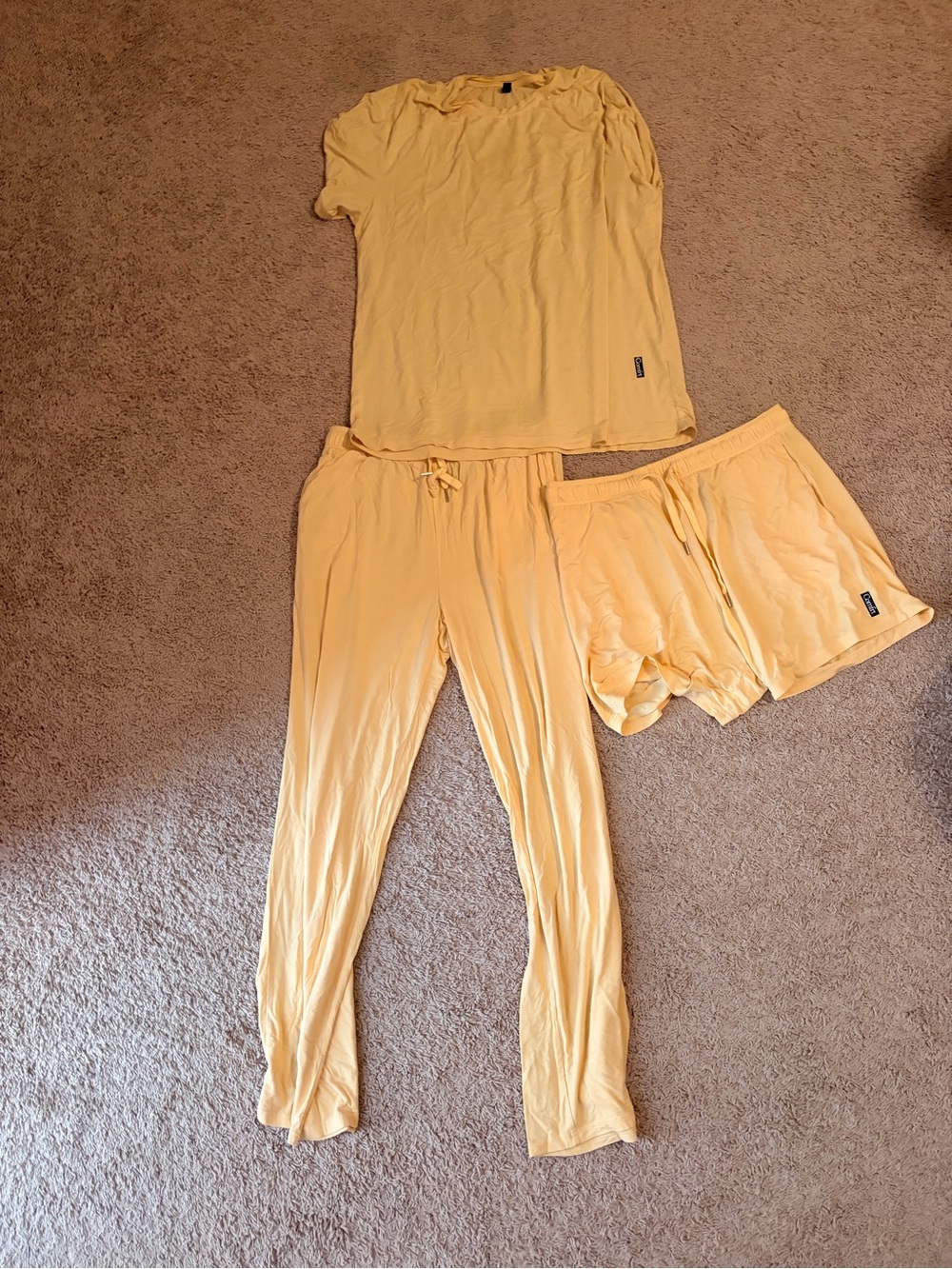 Comfrt Women's Soft Yellow Sleep Set — Tee, Jogger Pants & Shorts